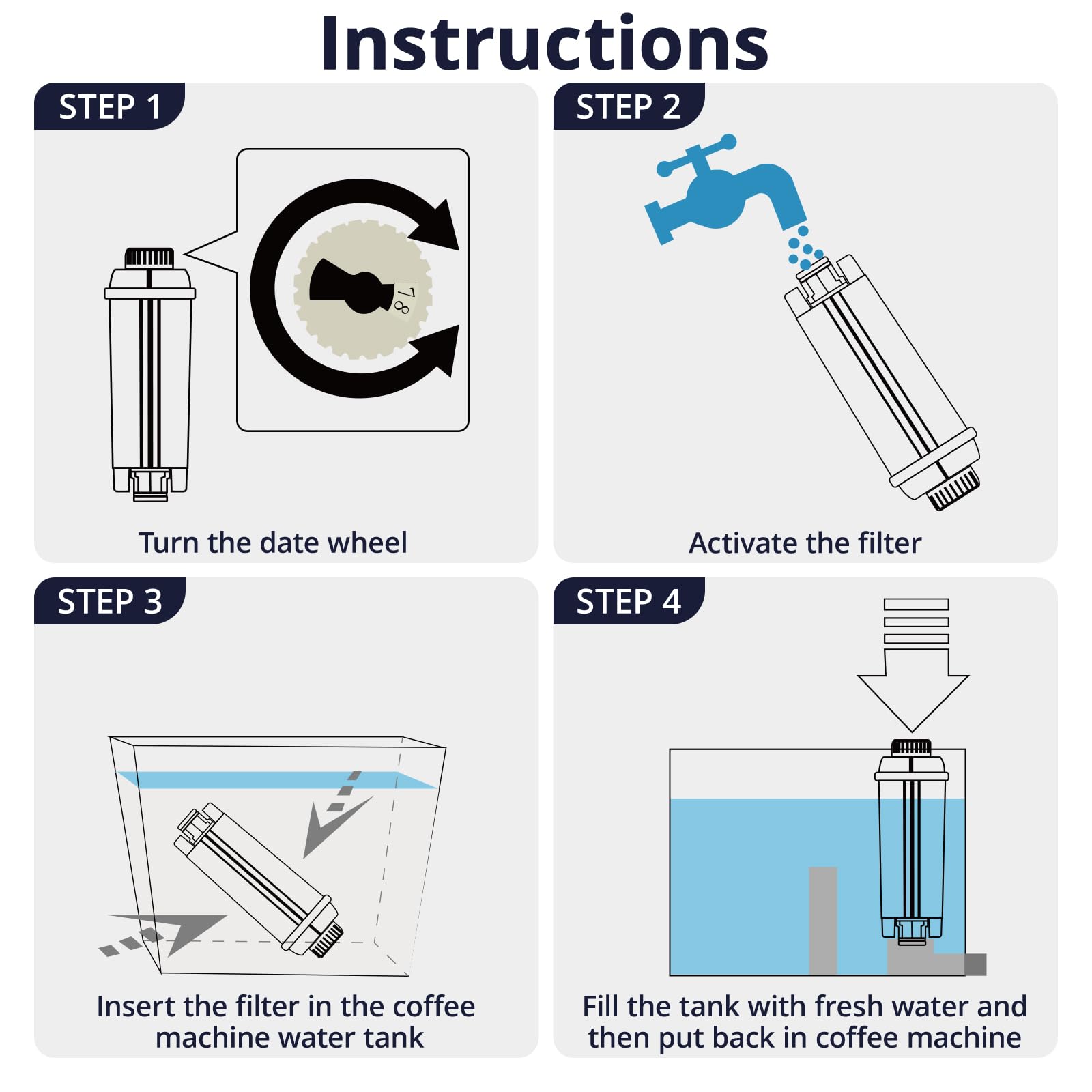 10er Pack - Wasserfilter Kompatibel mit Delonghi DLSC002, Wasserfilter Ersatzfilter Water Filter Kompatibel mit DeLonghi Kaffeemaschinen ECAM, ETAM, ESAM, BCO, EC