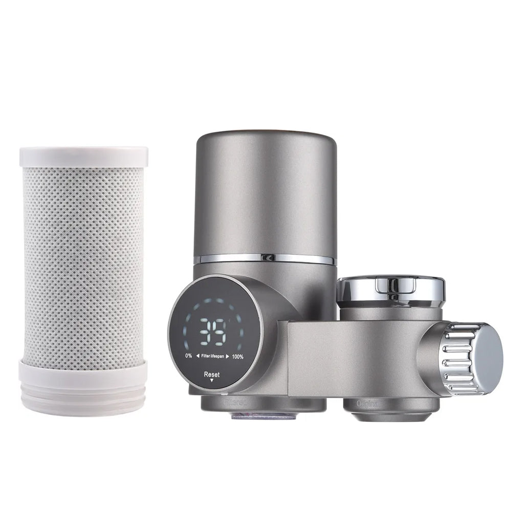 AiHom Wasserfilter für Wasserhahn mit Blaulicht-Sterilisation, Wasserfilter für Standard-Wasserhähne mit 2 Pack Wasserfilter Cartridges