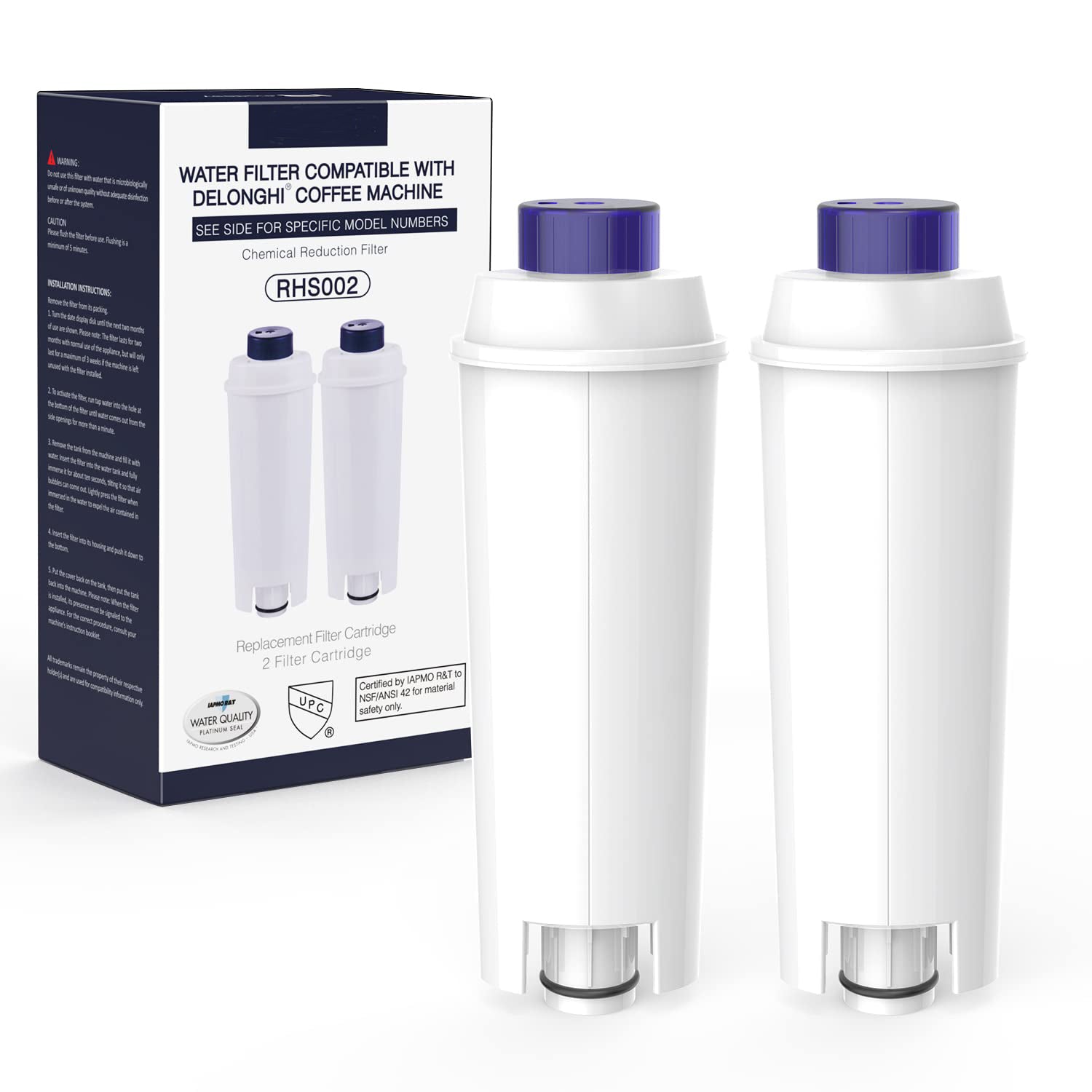 2er Pack - Wasserfilter Kompatibel mit Delonghi DLSC002, Wasserfilter Ersatzfilter Water Filter Kompatibel mit DeLonghi Kaffeemaschinen ECAM, ETAM, ESAM, BCO, EC.