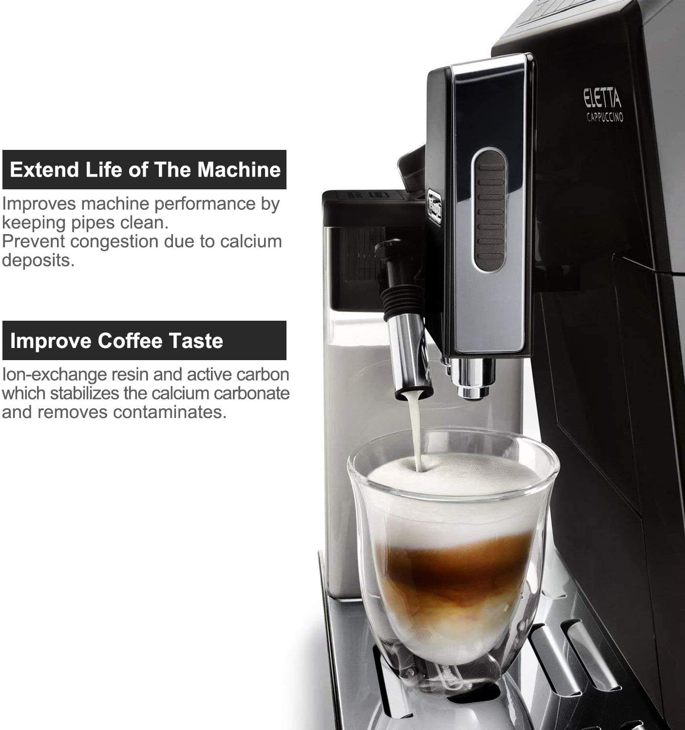 (2 Stück) Wasserfilter für Kaffeemaschine Delonghi Magnifica, enthärtet Wasser, reduziert Kalk – einschließlich Versionen der Serien ECAM, Esam, ETAM