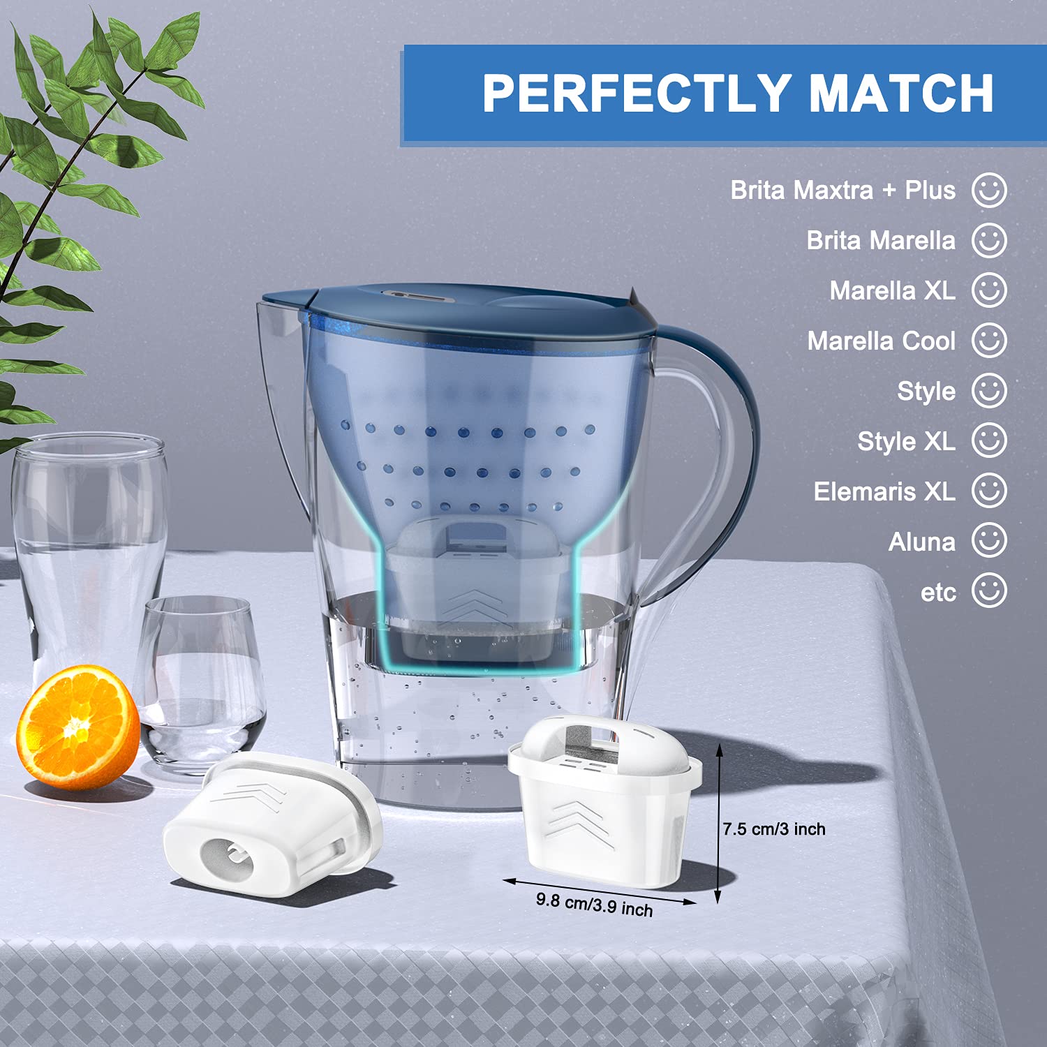 (4er Pack) Weiße Wasserfilter für Brita Filterkartuschen, passend für Brita Maxtra+ Wasserkannen zur Reduzierung von Kalk, Chlor, Blei, Kupfer und geschmacksbeeinträchtigenden Substanzen