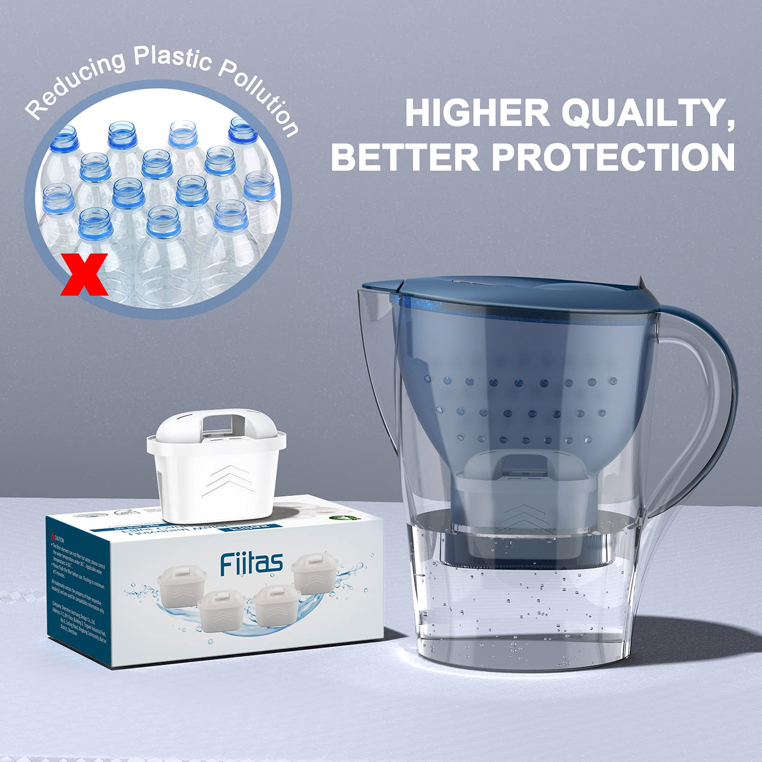 (4er Pack) Weiße Wasserfilter für Brita Filterkartuschen, passend für Brita Maxtra+ Wasserkannen zur Reduzierung von Kalk, Chlor, Blei, Kupfer und geschmacksbeeinträchtigenden Substanzen