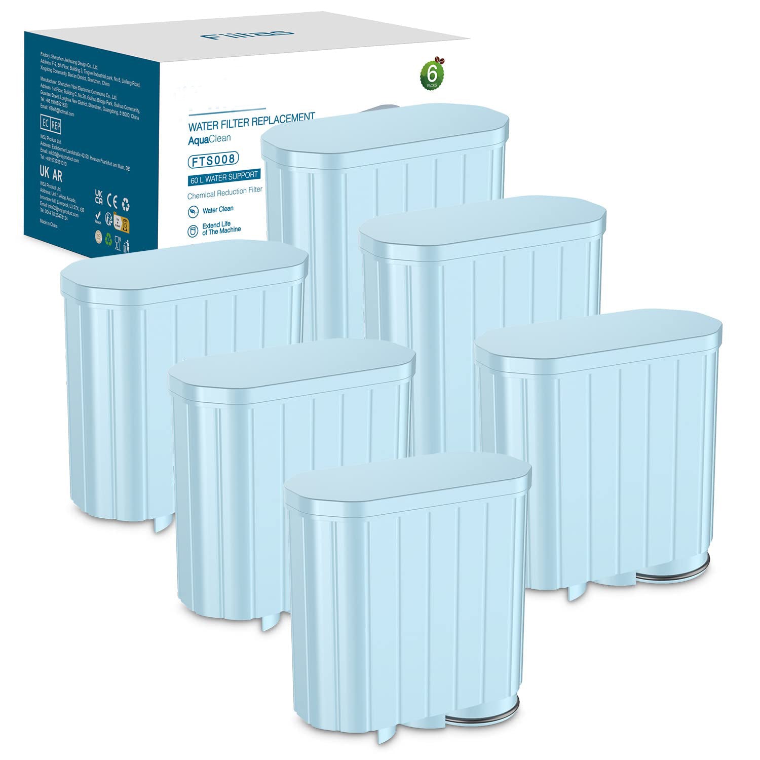 (6 Packs) Aqua Clean Filter für Philips Kaffeevollautomat CA6903 Aquaclean Wasserfilter Kompatibel mit Philips Latte Go, Saeco, 3100, 4000, 5000 Serie