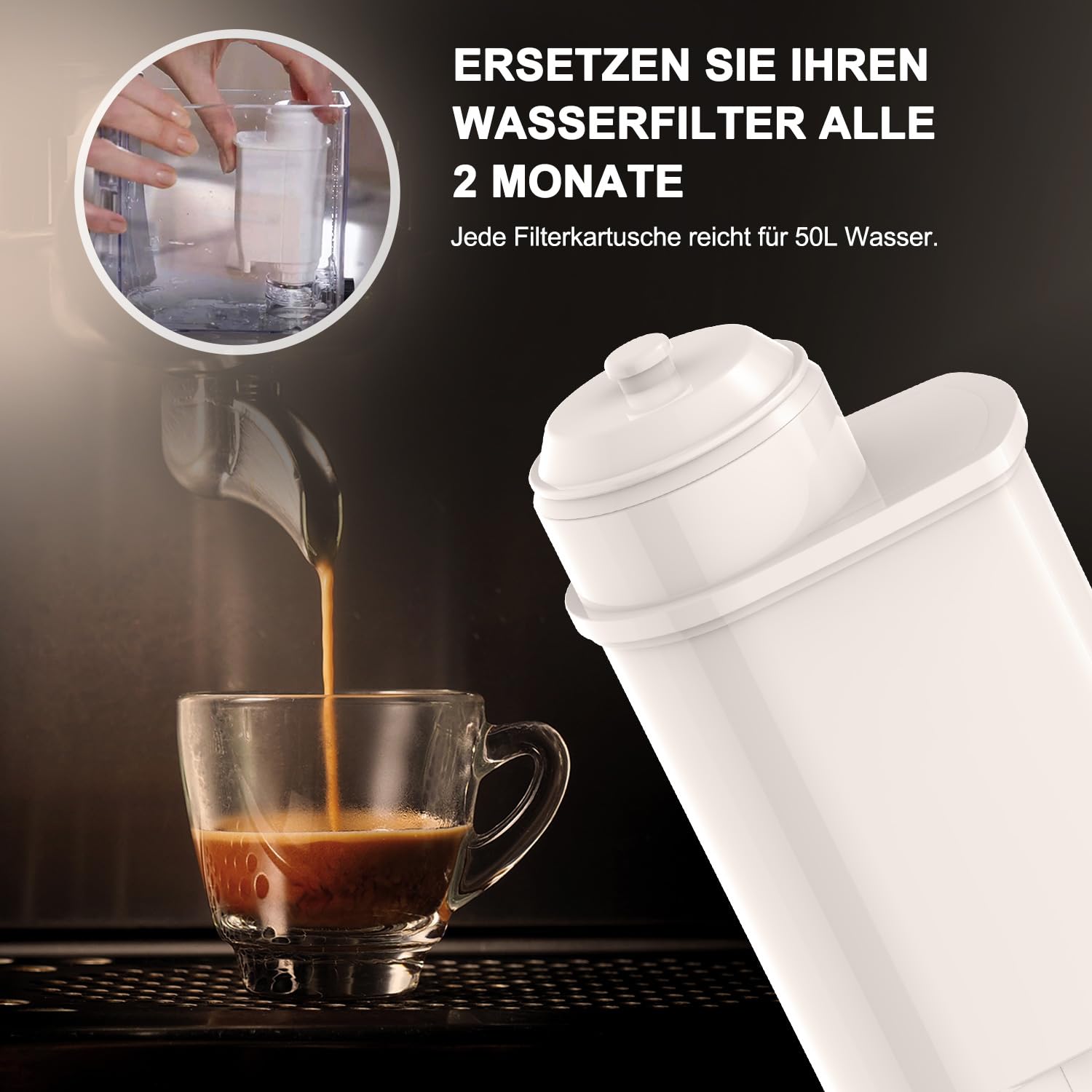 6-Stück Wasserfilter für Siemens EQ6 EQ7 EQ500 EQ Series Kompatibel mit Brita Siemens Intenza TZ70003 Kaffeevollautomaten Wasserfilter