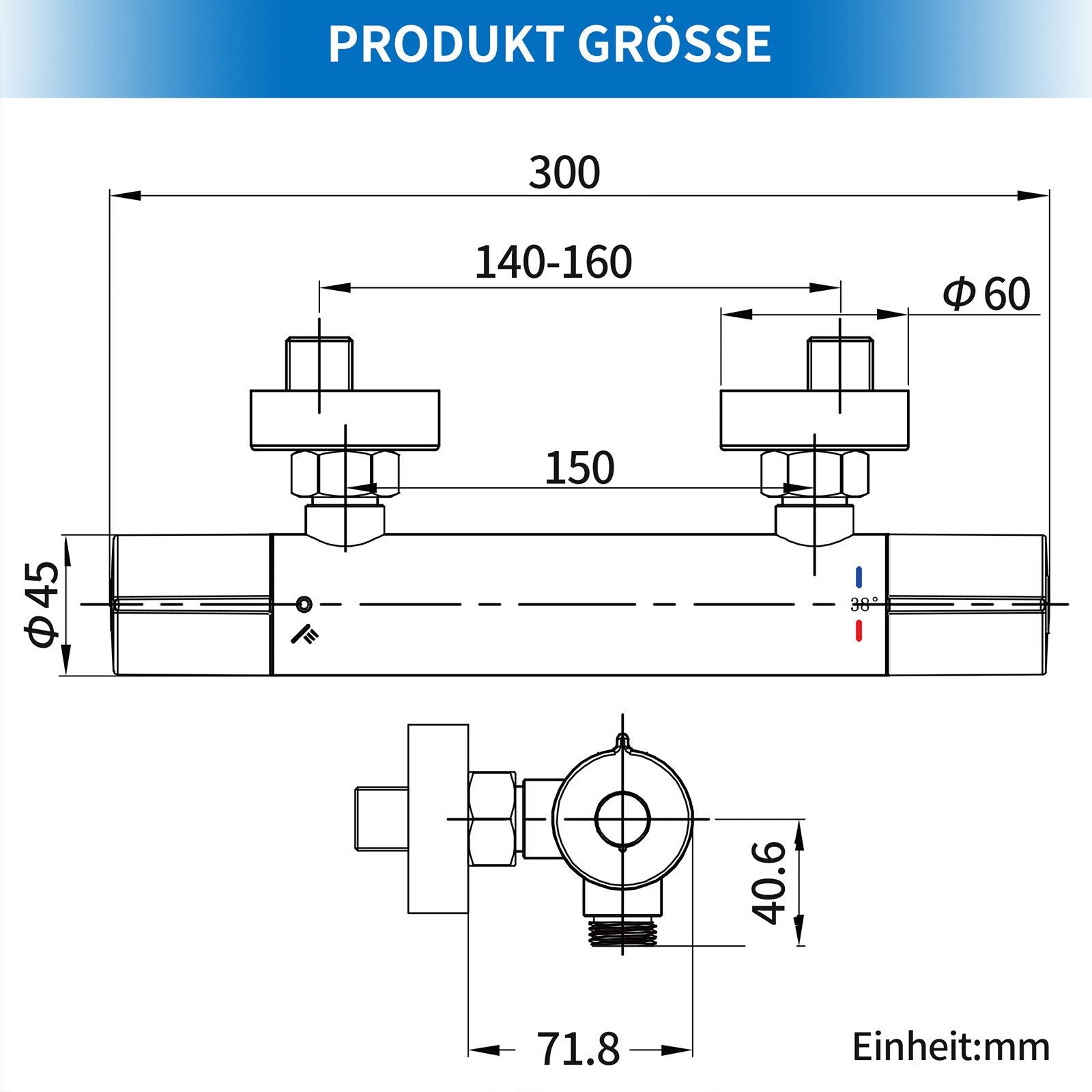 HOMELODY Duschsystem Duschsäule mit Mischbatterie mit Piano-Knopf-Wassertrennschalter, 2 Strahlart(en), quadratischem Duschkopf, Handbrause mit Selbstreinigungsfunktion