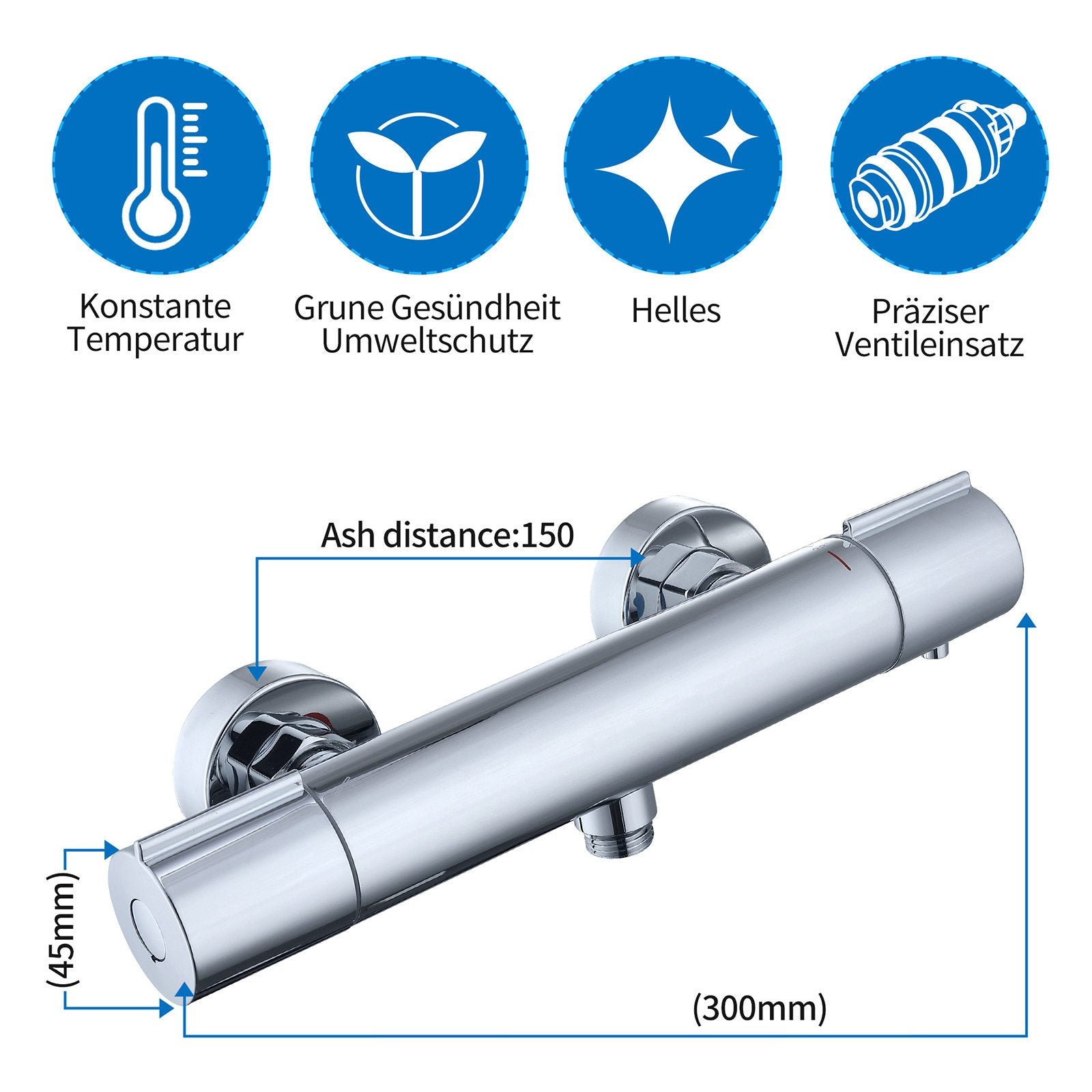 HOMELODY Duschsystem Duschsäule mit Mischbatterie mit Piano-Knopf-Wassertrennschalter, 2 Strahlart(en), quadratischem Duschkopf, Handbrause mit Selbstreinigungsfunktion